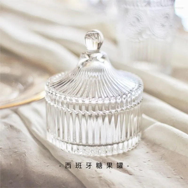 Storage Bottles European Candies Jar Clear Glass Candy Holder With Cover Jewelry Candle Home Decoration