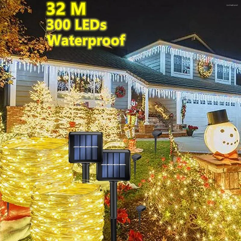 Strings Solar Fairy String Lights Outdoor Waterproof 7/12/22/32M Dekoracje świąteczne 2023 Rok 2024 Do dekoracji ogrodowych na podwórku ogrodowym