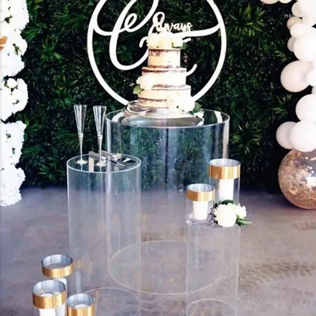 Decoração de festa 3pcs) clear acrílico bolo espelho espelho de metal cupcake de cupcake prato de pedestal para ferramenta de aniversário de evento de casamento yudao336