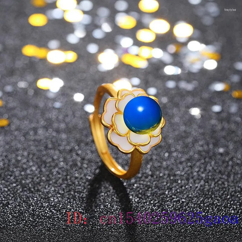 Cluster Rings Blue Amber Flower Talismans 925 Silver Gifts Natural Charm Gemstones Jewelry Lanpo Carved Real Zircon Adjustable Ring From 11 83 DHgate