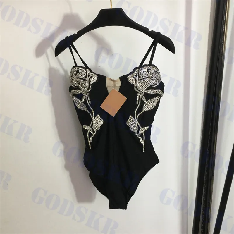 Costumi da bagno con diamanti rosa per donna Costume da bagno intero con cinturino da donna in bikini di design Sexy costume da bagno trasparente