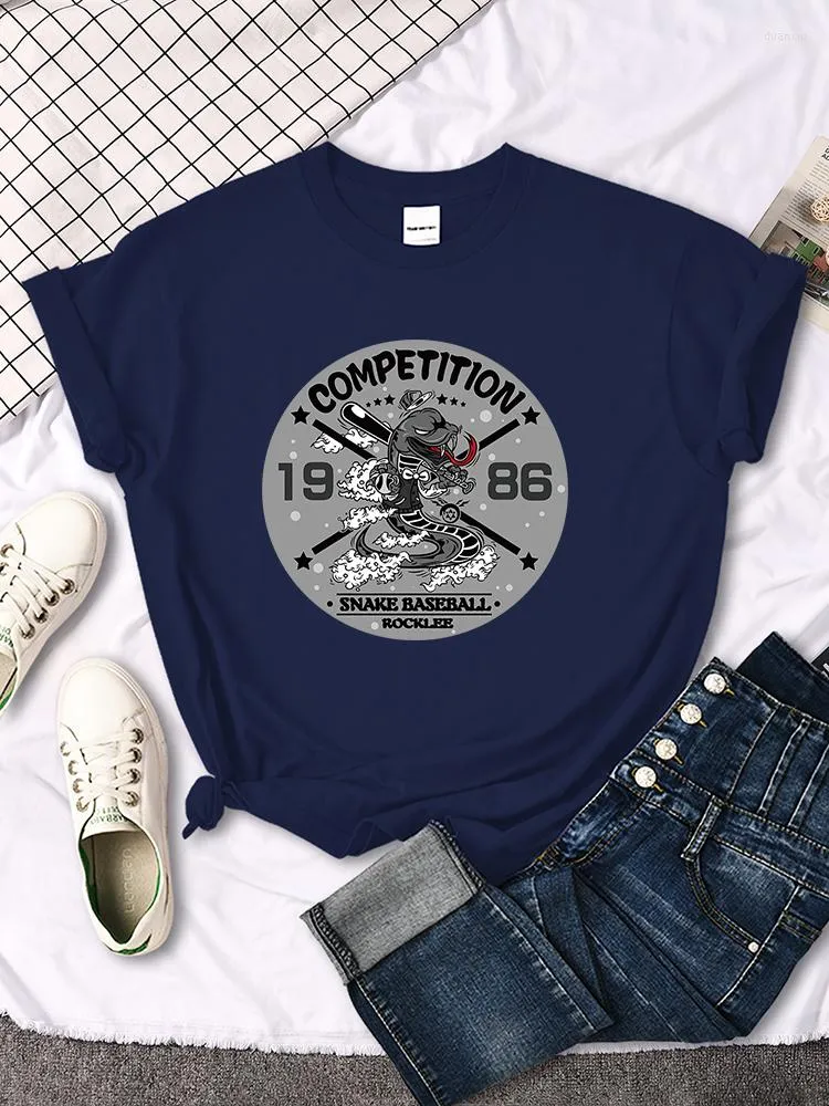 Magliette da donna Concorso 1986 Camicia da baseball serpente Maglietta estiva femminile di alta qualità Maglietta di marca di moda Abbigliamento casual corto