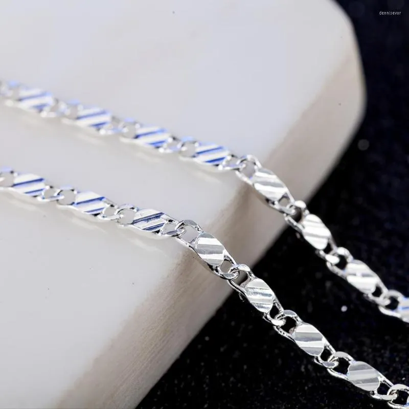 Łańcuchy luksus 925 srebrny srebrny specjalny 2 mm płaskie naszyjniki dla mężczyzn dla mężczyzn damskie biżuterię ślubną prezenty świąteczne 40-75 cm