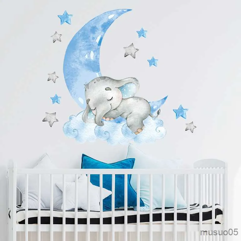 Kinderspielzeug-Aufkleber, Cartoon-Tier-Wandaufkleber, Hase, Elefant, Mond, Wandaufkleber für Baby-Schlafzimmer, Baby-Mädchenzimmer, Dekoration, Kinderzimmer-Tapete