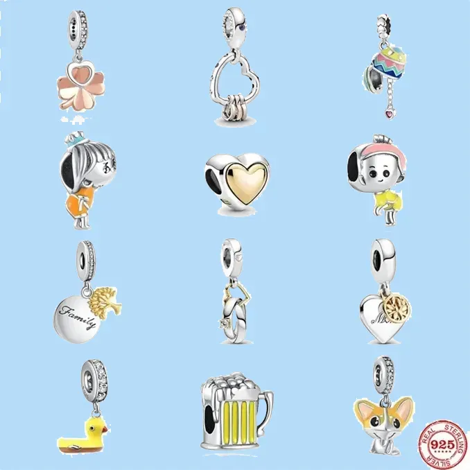 925 accessori perline di fascino misura pandora charms gioielli gioielli regalo all'ingrosso famiglia uovo di pasqua e perline di motociclette