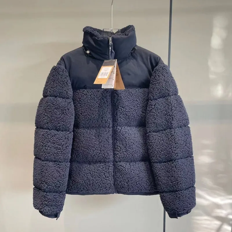 Jaqueta de lã de inverno feminina puffer mulher rosto sherpa feminino falso shearling outerwear casacos feminino camurça norte casaco masculino 4860