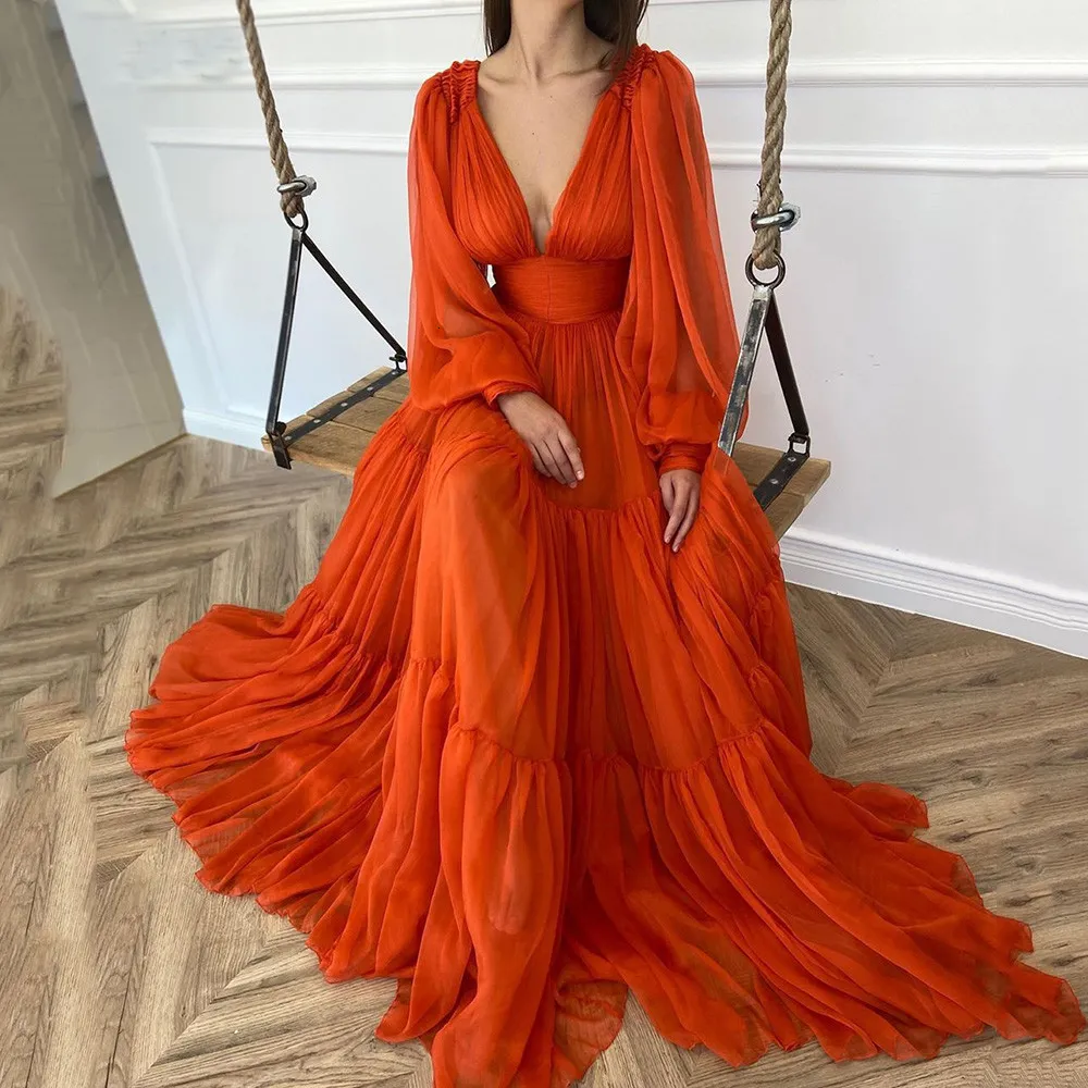 Orange dress with sleeves store