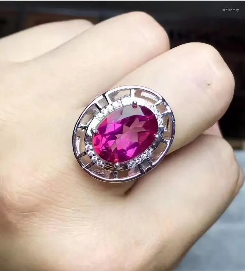 Küme halkaları doğal pembe topaz yüzüğü 925 Sterling Gümüş Toptan Mücevherler 10 14mm Gem