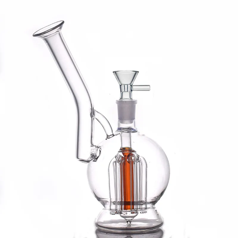 Vendita calda Bruciatore a nafta in vetro Bong Dab Rigs Narghilè 14mm Femmina Bubbler Beaker Bong Tubi d'acqua Inline6 Arm Tree Filter Matrix Nido d'ape con pezzo di fumo e pentola per olio