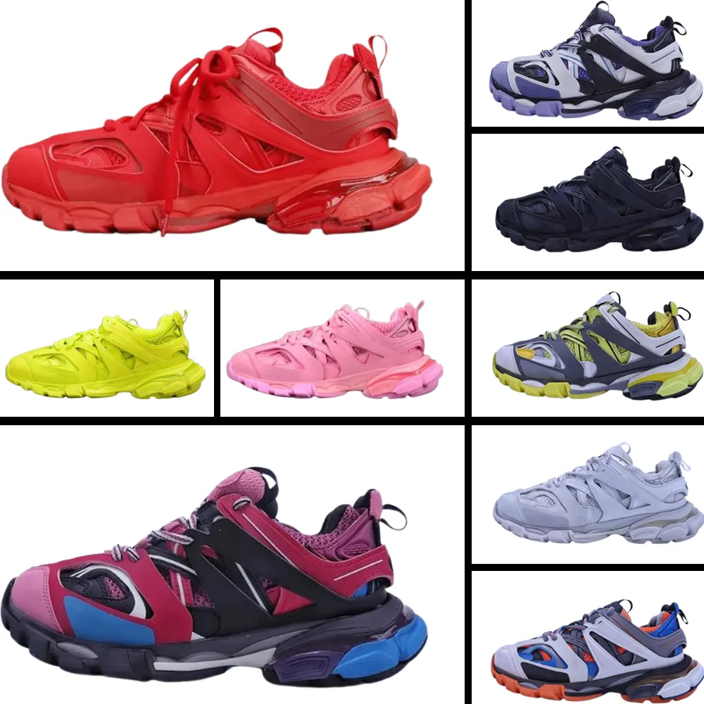 Mens Track 3.0 Womens Running Shoes 3s Branco Triplo Preto Amarelo Rosa Cinza Plataforma Designer Luxo T Gomma Nylon Impresso Sapatilhas Couro Casual FashionGJXY