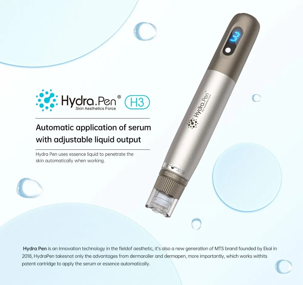 Trådlös trådlös elektrisk dermapen Hydra Pen H3 Automatisk serum Applicator Ansiktsstamcellterapi Professionell Microneedling Pen Mesoterapi Derma Stamp