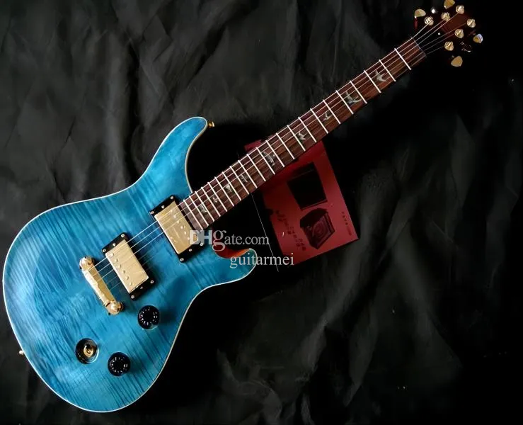PRS Custom 24 Fret Electric Guitar with Inlay Bird Fretboard Quilt Top and Gold Hardware