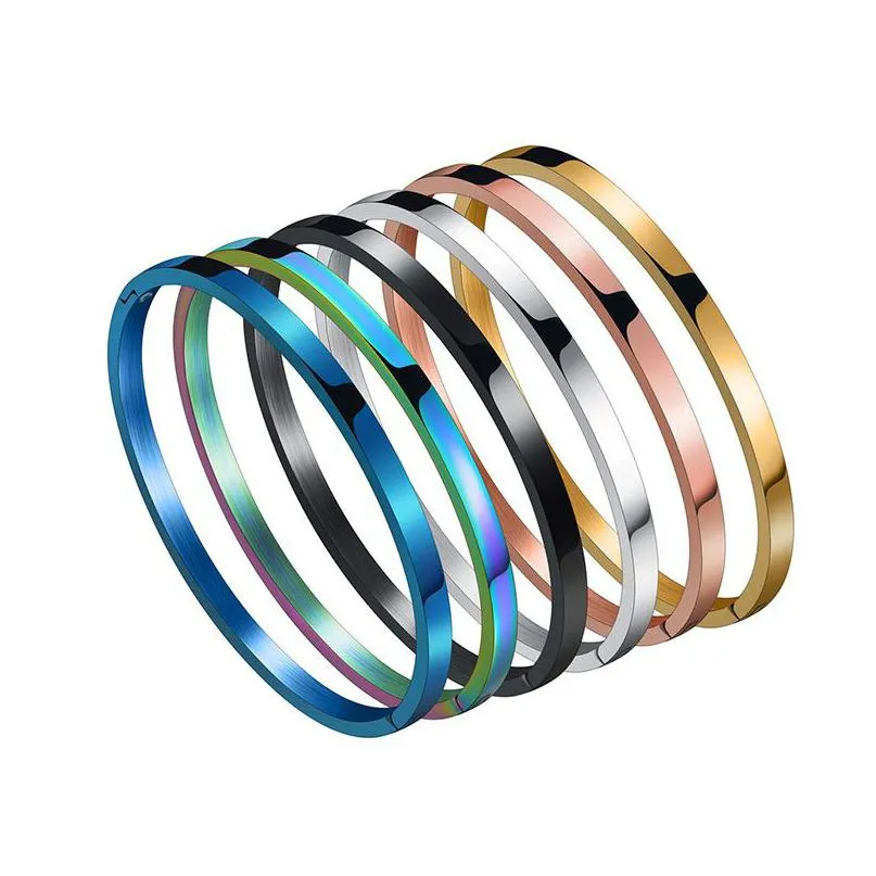 Bracelets De Charme 6 Couleurs Cool Gold Sier Bracelets En Acier Inoxydable Pour Hommes Femmes Bracelet Large 4Mm / 6Mm / 8Mm Drop Delivery Jewelry Dhgarden Dhfjn