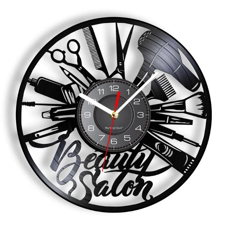 relógio de parede Pente Tesoura Secador de cabelo Salão de beleza