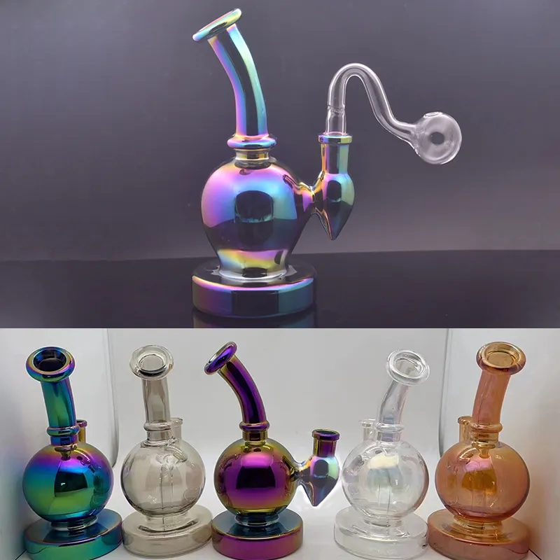 Le moins cher 14mm Femme Bécher En Verre Bong Nano Placage Bubbler Bongs À Eau Bongs En Verre Épais Conduites D'eau Plates-formes Pétrolières Narguilé Avec Tuyau De Brûleur À Huile En Verre Mâle Et Bol