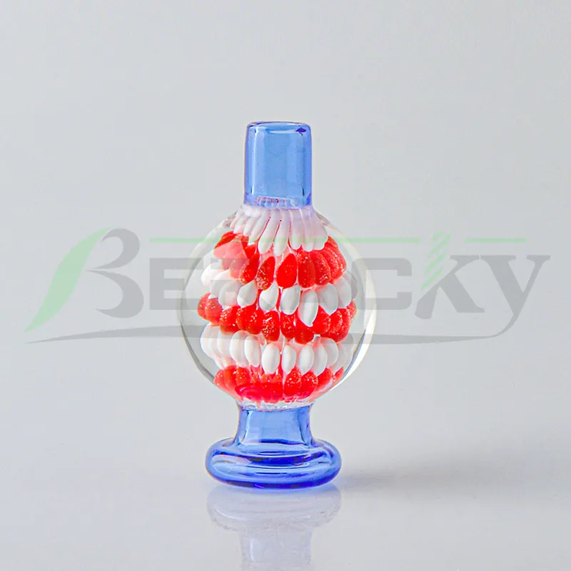 New Built-in Flower Glass Bubble Carb Cap 26mmOD Stripe Carb Caps For Beveled Edge Quartz Banger Nails Glass Bongs Dab Rigs Water Pipes