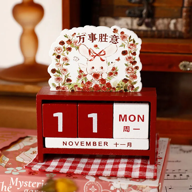 Decorative Objects Figurines Building block puzzle perpetual calendar desk calendar cartoon creative desktop Woodiness DIY ornaments small calendar gift 230515