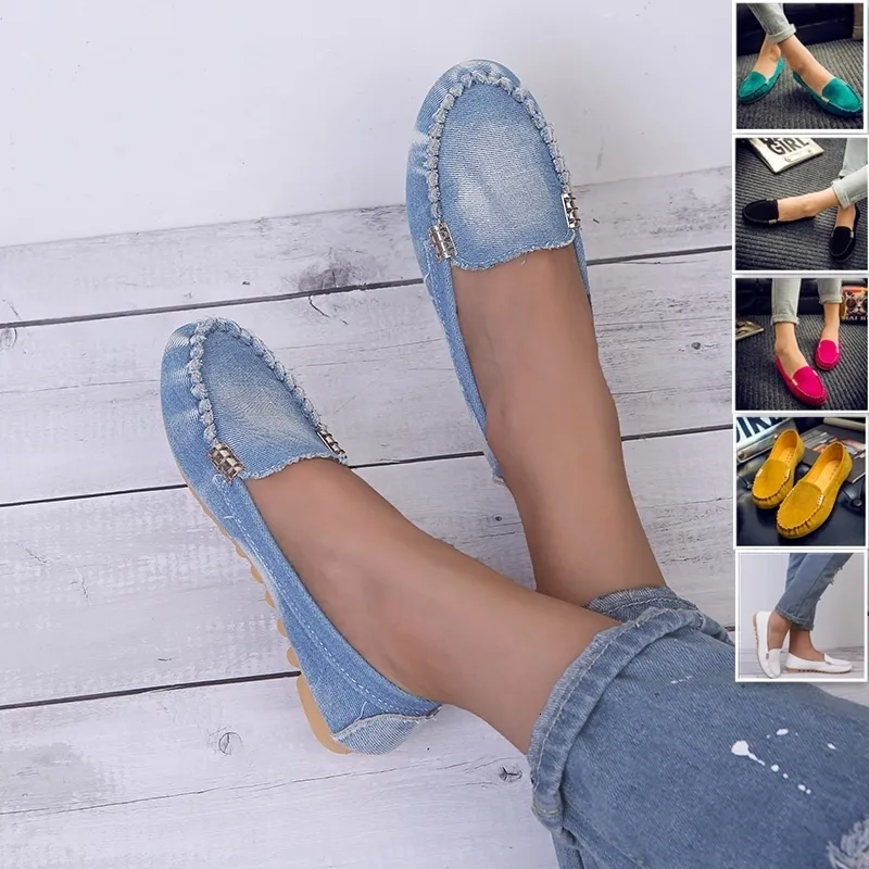 Kledingschoenen dames casual platte schoenen lente en herfst platte loafers damesschoenen mode niet -slip zachte roundtoe denim platte schoenen 230515