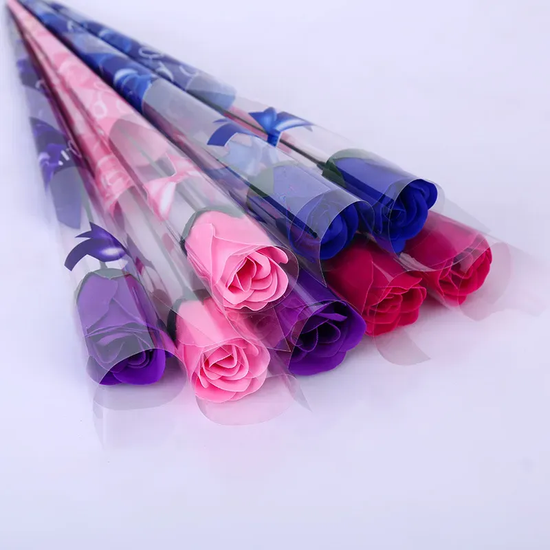 Un singolo fiore di sapone Rosa Fiore lungo Rosso blu Rose San Valentino rosa Regalo Festa della mamma Regalo Decorazioni per la casa di nozze