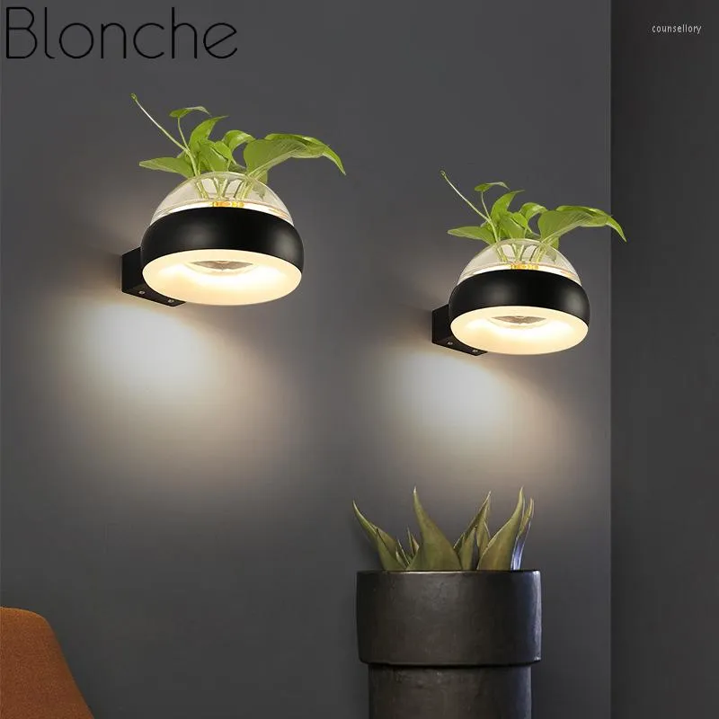 Wandlampen Kreative Pflanzenlampe 12W LED Glastopf Leuchten Wohnzimmer Restaurant Treppen Gang Wandleuchte Wohnkultur