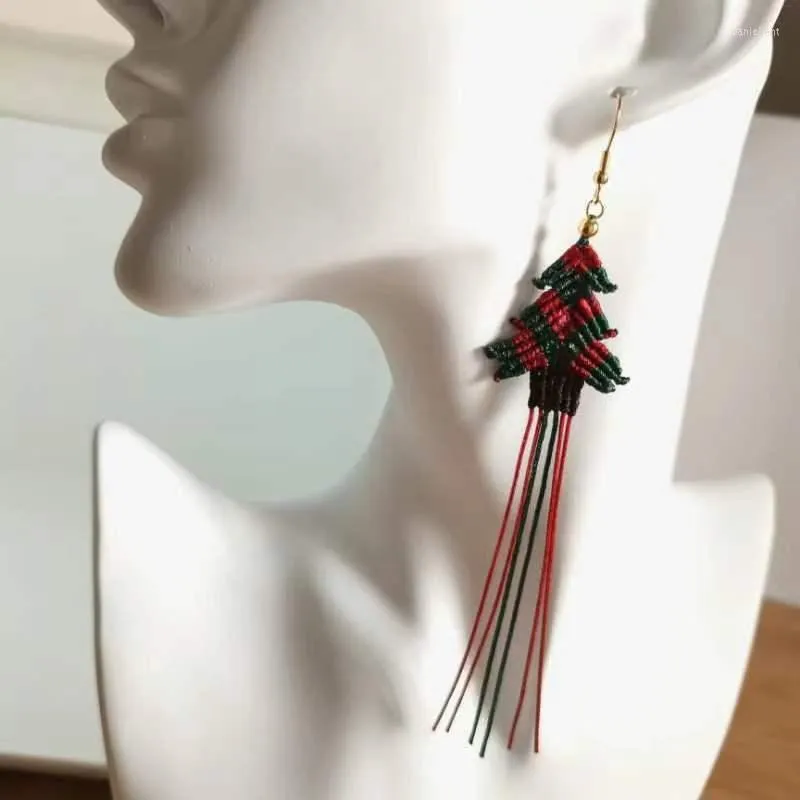 Orecchini a bottone Classic Original Pure Handwoven Christmas Tree Long Fashion Women's Holiday Party Jewelry Gifts