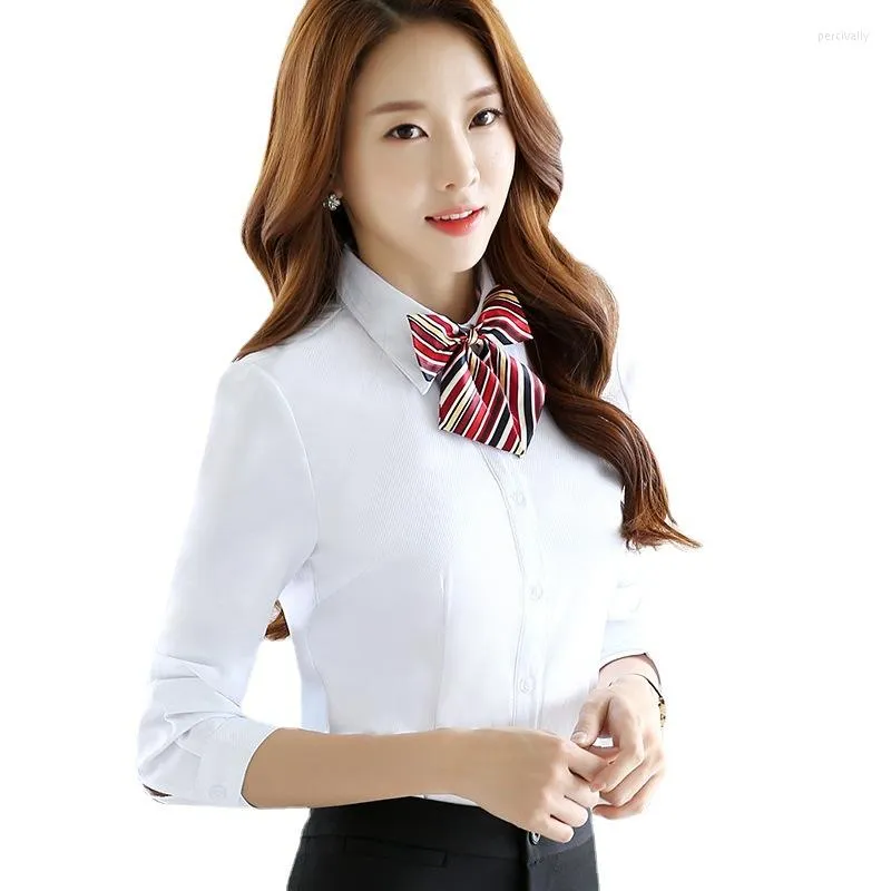 Herrklänningskjortor 2023 Spring- och höstkläder Korean version Slim Professionell Formell vit mode stor storlek kvinnors skjorta toppar
