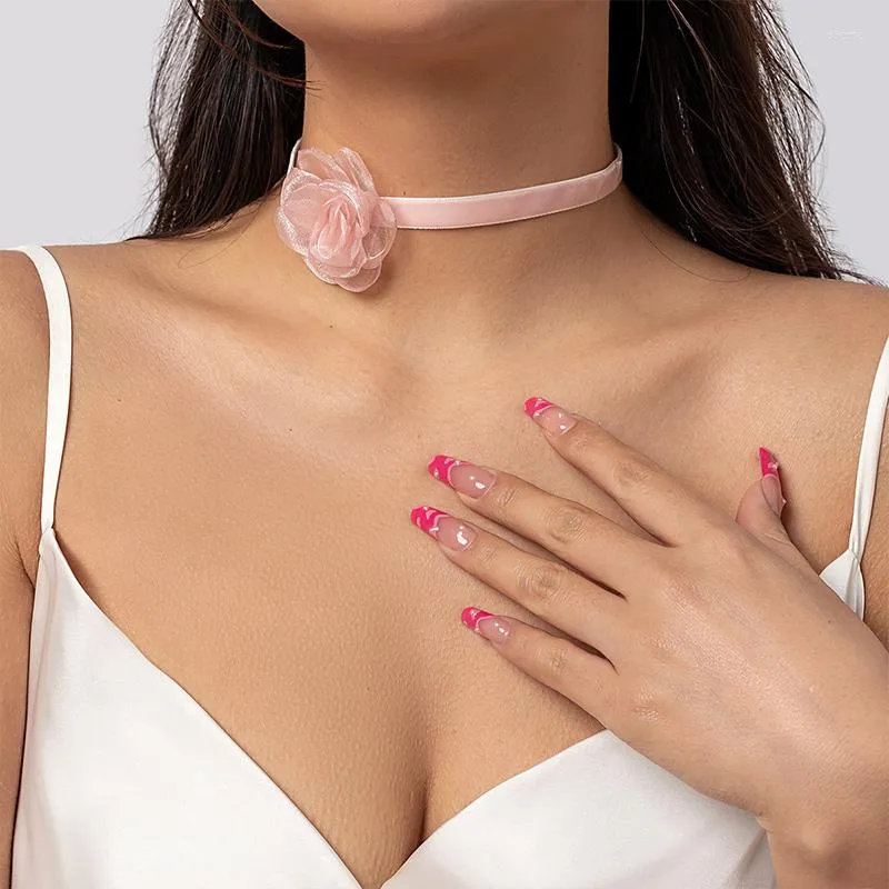 Ollar Rose Organza Flower Choker Necklace For Women Lace Neckband For Club  And Party Sexy Summer/Winter Boho Jewelry From Shemei, $12.09