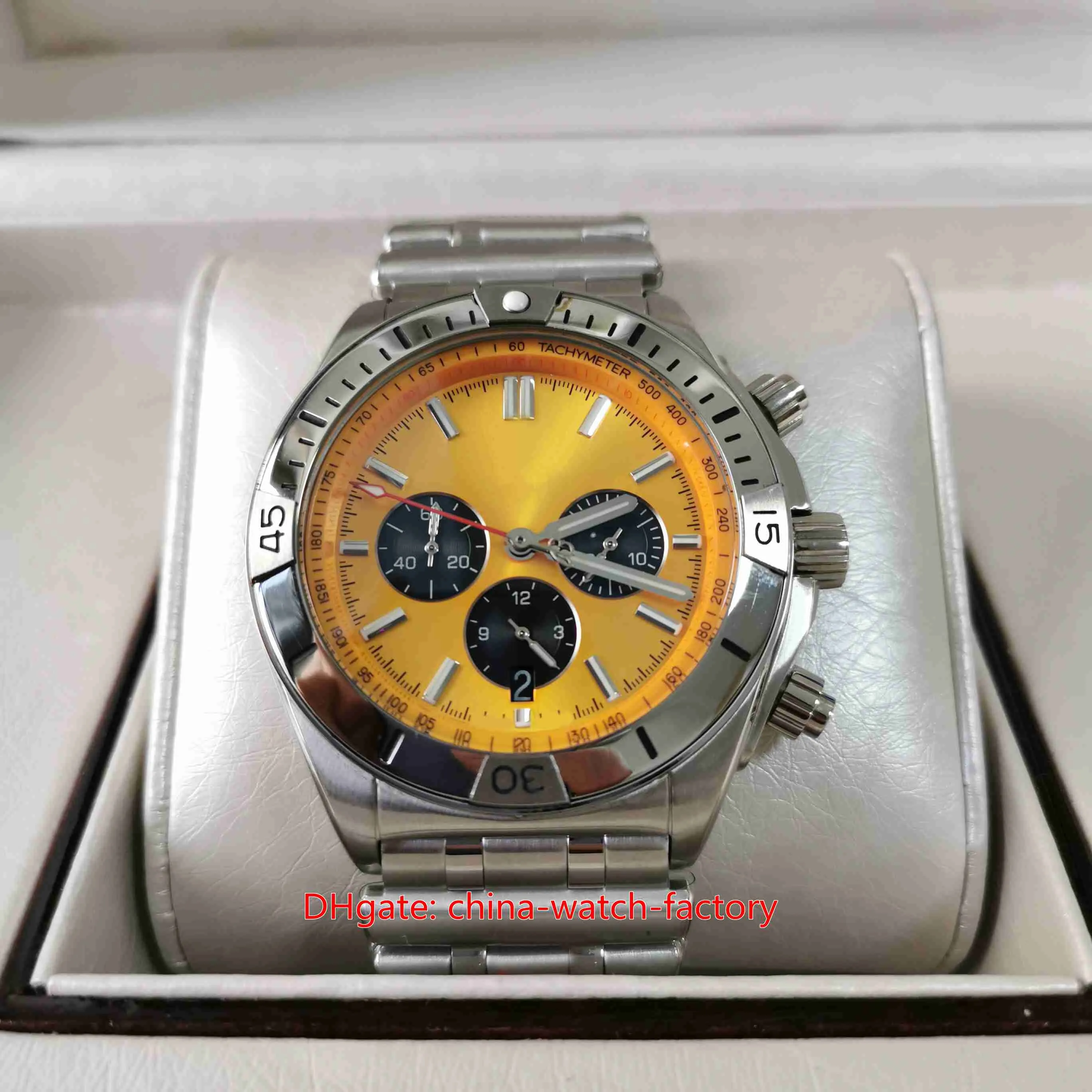 3 Color Mens Watch Top Quality 42mm Chronomat B01 Series 42 AB0134101K1A1 Chronograph Workin Sport Watches Sky Blue Dial Stopwatch VK Quartz Men's Wristwatches