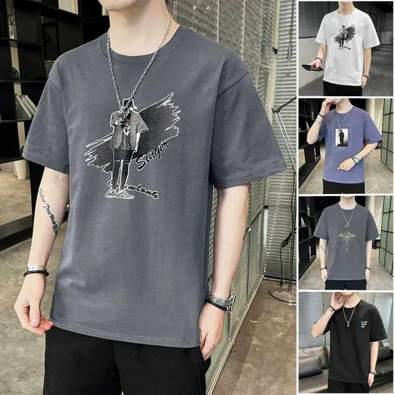 Men's T-Shirts Summer Men's Short Sleeve T-shirt Men's 2023 New Korean  Edition INS Loose Round Neck T-shirt Half Sleeve Cotton Men's Fashion Brand