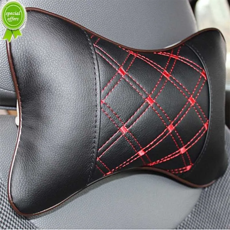 Carro novo assento universal Arete de cabeceira pu PU Carreço da cabeça Breathe Seat Head Neck Pillow Fit para todos os veículos