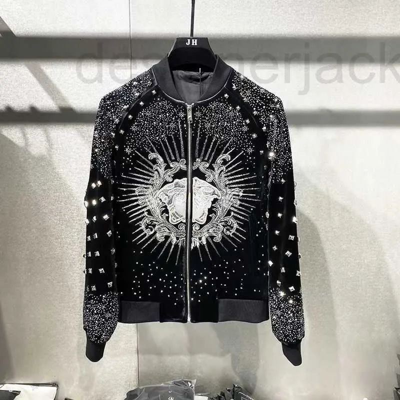 Мужские куртки дизайнер осень мужская куртка тяжелая промышленность Medusa вышивка горячей бриллиантовой кардиган дизайнер zipper Jacket