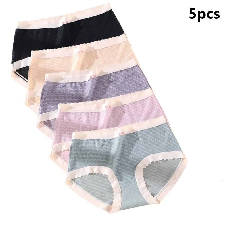 Women's Panties 5pcs women's panties Summer Ice Silk Underwear women sexy breathable Jacquard Japanese traceless comfortable ladies underwear 230516