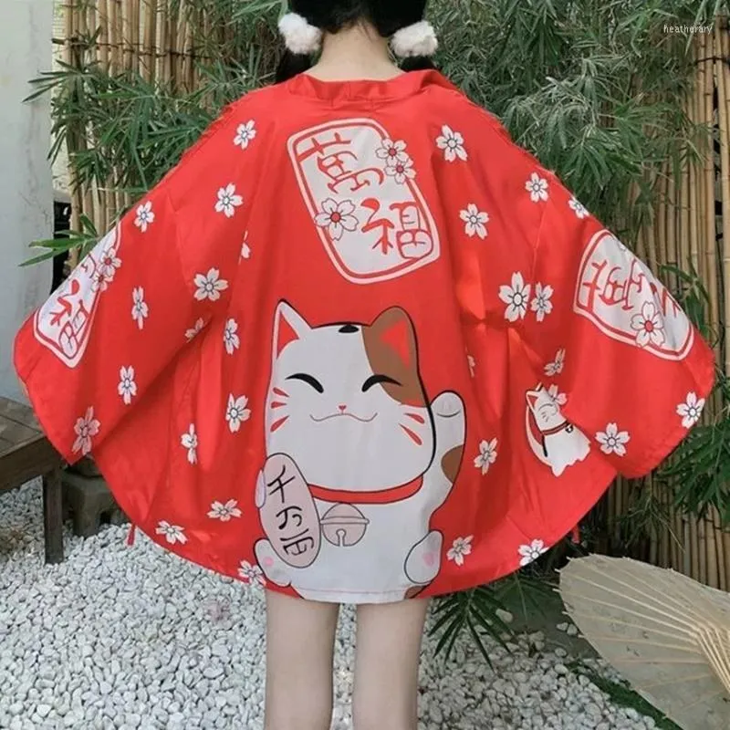 Etniska kläder kimono kvinna blus 2023 vår sommar japansk mode obi yukata lycklig cardigan haori cosplay kimonos ff2567