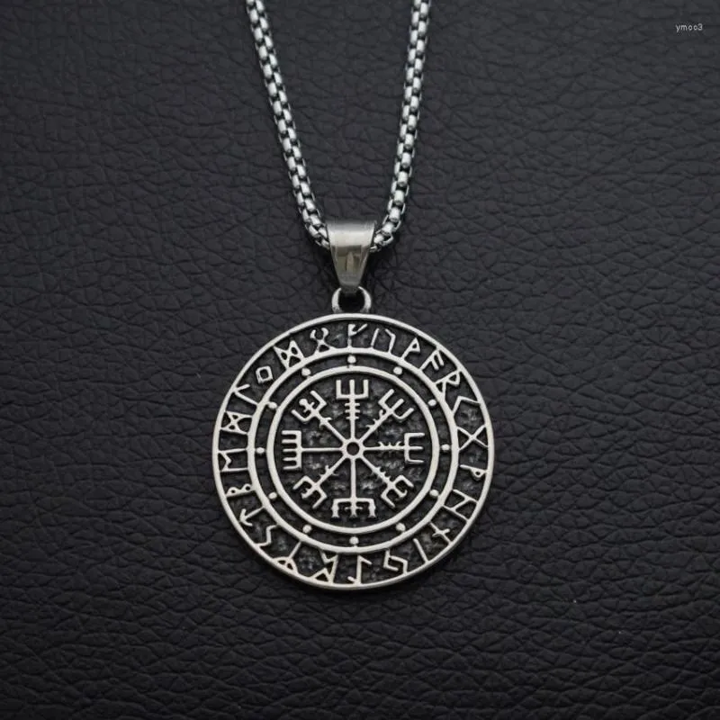 Naszyjniki wiszące stal nierdzewna Viking Vegvisir kompas Naszyjnik Punk Skandynawski amulet biżuteria