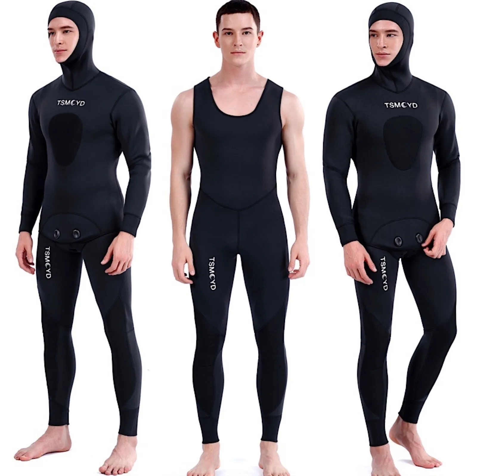 Våtdräkter Drysuits Neoprene dykning våtdräkt 35 mm vinter varma män huva surfa främre dragkedja snorkling spearfishing huva dykdräkt 230515