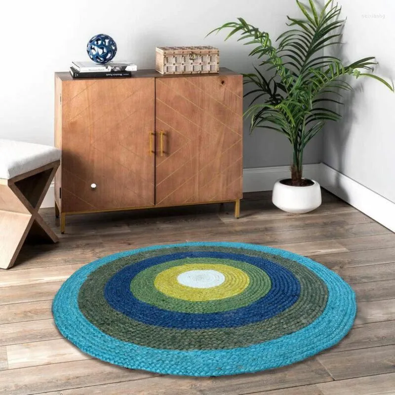 Teppiche, runder Jute-Teppich, handgefertigt, für die Küche, moderner Bodenbelag, Schlafzimmer-Dekoration, Heimdekoration