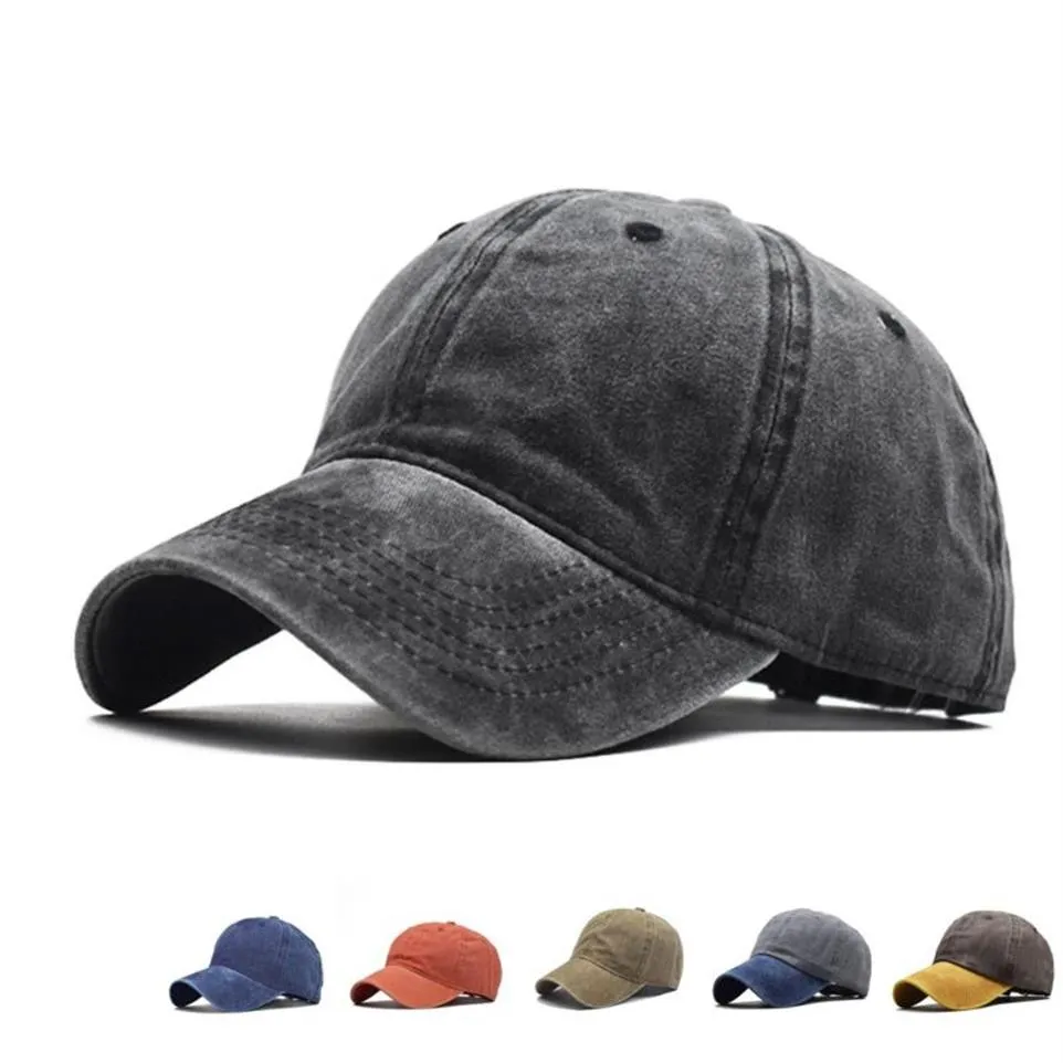 Baseballkappe für Herren und Damen, gewaschen, Distressed-Baseballmütze, Twill, verstellbar, Papa-Hut, solide Jugend-Papa-Ballmütze237E