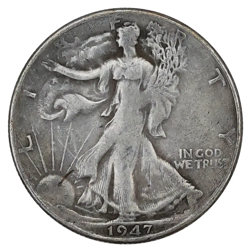 1947 P/D Walking Liberty Half Dollar Silver Plated Coins Cópia