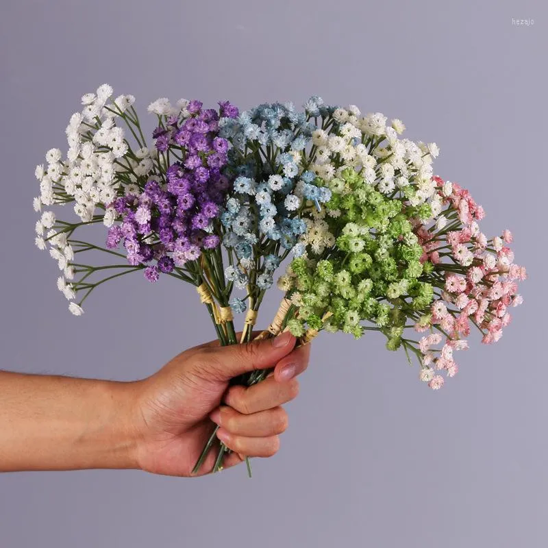 Dekoratif Çiçekler Yapay Gypsophila Küçük Bunch Sahte Bitki Düğün Gelin Home Home Bahçe Plastik Çingene Buket Dekorasyon