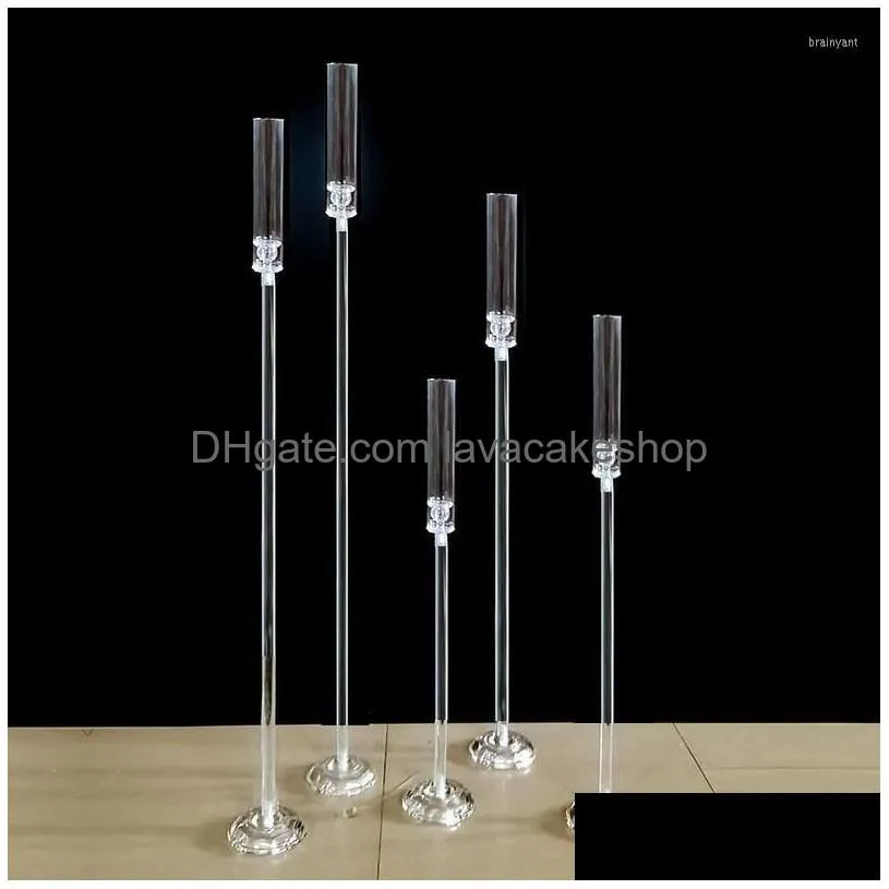 Candle Holders 10pcs Centrum dekoracji Candelabra Clear Holder Acryl Crystal Candlesticks for Party Event Road prowadzący D DHHV5