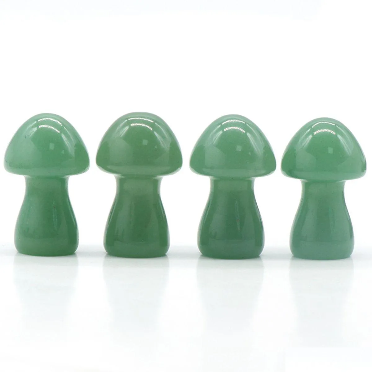 Lösa ädelstenar 35mm naturlig grön Aventurine Gemstone Mushroom Form Figuren snidad kristallväxtstaty Healing Reiki Chakra Hand Dhdzd