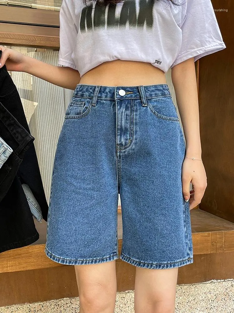 Jeans pour femmes taille haute A-ligne Short en jean décontracté pour les femmes d'été genou longueur pantalon Streetwear