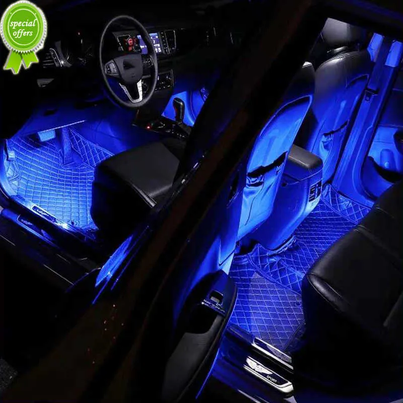 Nowy samochód LED Light Foot Ambient Light RGB Pasek LED Atmosfera Wewnętrzne Światła kolorowe światła dekoracyjne 12V Auto Accessorie