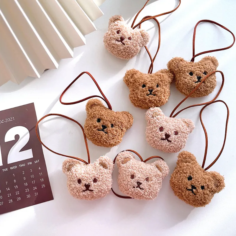 Ins Cute Cartoon Bear Name Pendant Plush Decoration Kindergarten Name Tag Children's Name Tag Pendant Kawaii Keychain PP Cotton