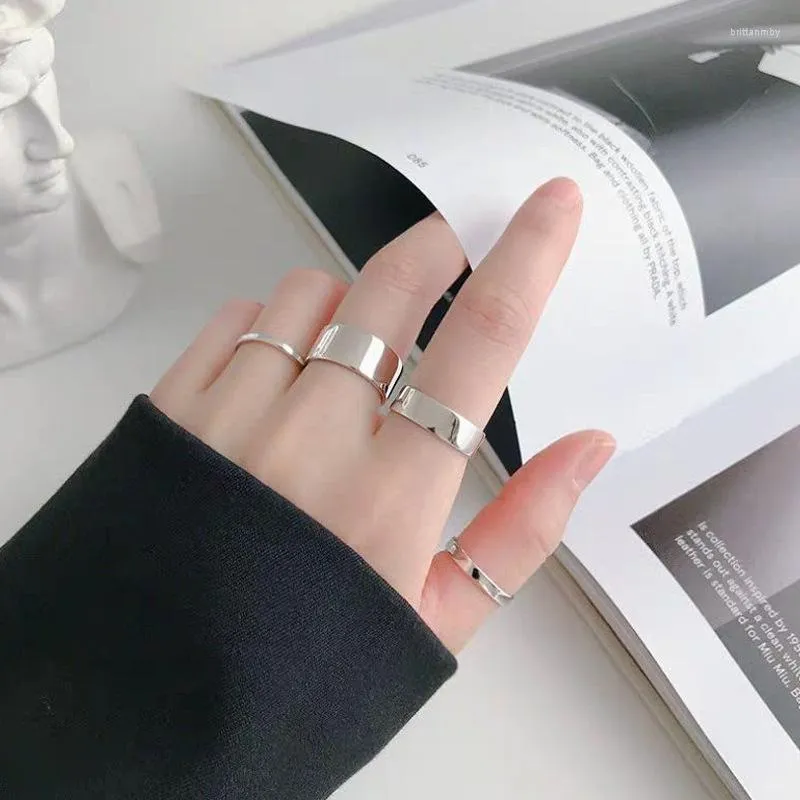 Cluster Rings Korean Trendy Titanium Steel For Women Men Classic Hip Hop Glossy Unisex Delicate Couples Lovers Fashion JewelryCluster