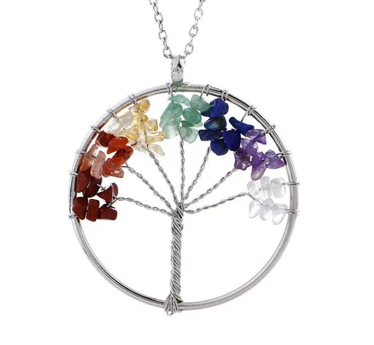 Pendant Necklaces 7 Chakra Tree Of Life Necklace Crystal Natural Stone For Women Fashion Jewelry Christmas Gifts Accessories