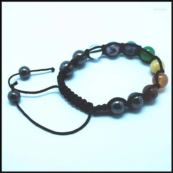 Bracelet 1PC vente en gros Nature gemme pierre Bracelets hommes puissant énergie hématite cristal Sodalite mixte tricot à la main