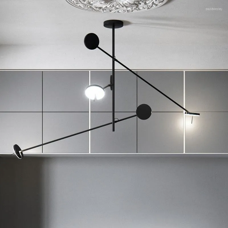 Ljuskronor nordisk designer ledde takbelysningslampa flera roterbara lysterhänger hängande levande matbord rum