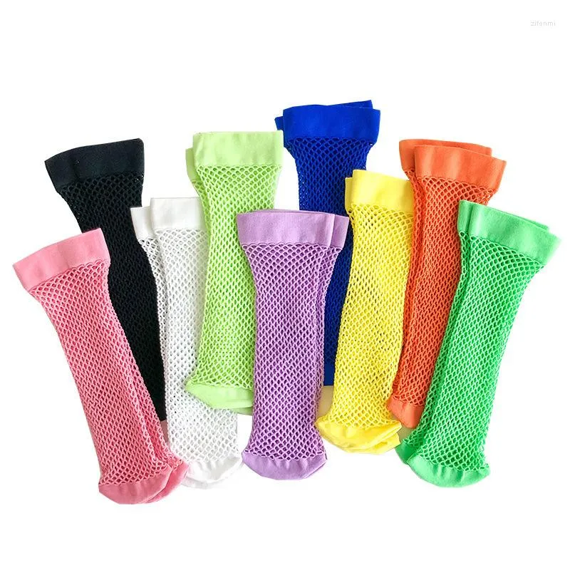 Femmes chaussettes été résille filles mignon couleur bonbon Kawaii japonais mode court mince Nylon maille néon chaussette pour