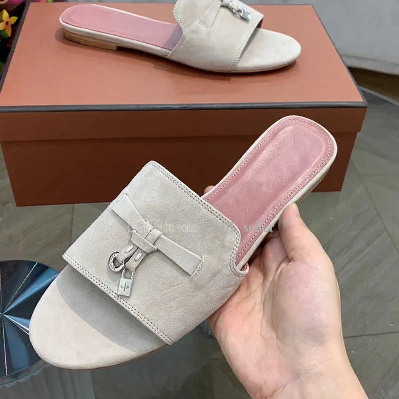 LORO PIANA SANDALS LP Summer Charms Slipper LP Piana Balck Pink